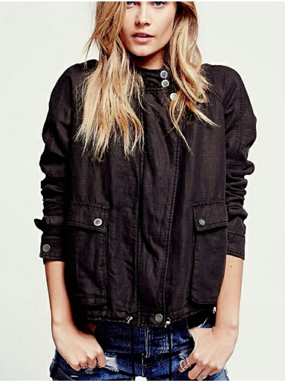Revolve x Free People Swing Sporty Jacket in Washed Black